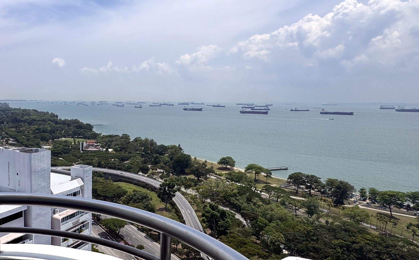 View over East Coast Park and the sea from PERCH East Coast